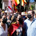 MADRID, SPAIN - JUNE 13: (L-R) The leader of Vox in Madrid, Rocio Monasterio; the general secretary of the Vox Parliamentary Group in Congress, Macarena Olona and the spokesman for Vox in Congress, Ivan Espinosa de los Monteros, participate in a...