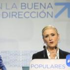Cristina Cifuentes, candidata del PP a la Comunidad de Madrid, valora los resultados electorales.