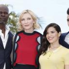 Los actores Djimon Hounsou, Cate Blanchett, America Ferrera y Jay Baruchel, durante la presentación de la película en el 67ª Festival de Cine de Cannes.