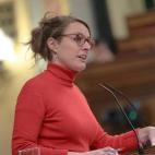 MADRID, SPAIN - FEBRUARY 18: The deputy of CUP Mireia Vehi during her speech from the rostrum of the Congress in the debate on the consideration of the bill of the derogation of the maximum term foreseen for the instruction in the Law of Crimina...