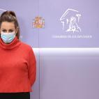 MADRID, SPAIN - JANUARY 27: The spokeswoman of the CUP in Congress, Mireia Vehi, at a press conference in the Congress of Deputies, on 27 January, 2022 in Madrid, Spain. Esquerra Republicana (ERC), EH-Bildu, CUP and BNG have staged this Thursday...
