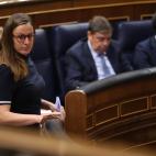 MADRID, SPAIN - JULY 13: The spokeswoman of the CUP in the Congress, Mireia Vehi, on the second day of the 26th edition of the Debate on the State of the Nation, in the Congress of Deputies, on 13 July, 2022 in Madrid, Spain. After seven years w...