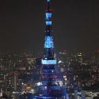La Torre de Tokio vestida de azul en el Día Internacional de la Diabetes.