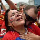 Aficionados de Costa Rica durante una victoria de su equipo (YASUYOSHI CHIBA/AFP/Getty Images)