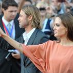 US actors Angelina Jolie and her partner Brad Pitt arrive on the red carpet before attending the closing ceremony of the 17th Sarajevo Film Festival on July 30, 2011 at the national theatre in downtown Sarajevo. Jolie received a 'special award' ...