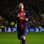 GLASGOW, SCOTLAND - NOVEMBER 07: Barcelona player Lionel Messi reacts during the UEFA Champions League Group G match between Celtic and Barcelona at Celtic Park on November 7, 2012 in Glasgow, Scotland. (Photo by Stu Forster/Getty Images)