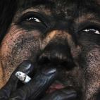 El rostro de un minero de carbón chino. 