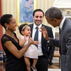 Sept. 21, 2015 "The President exchanges a wave with Alya Dorelien Bitar, one-year-old daughter of Maher Bitar, the outgoing National Security Council Director for Israeli and Palestinian Affairs, and his wife, Astrid Dorelien, during a family p...