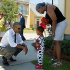 August 27, 2015 "Nice pajamas. The President greets residents in the Tremé neighborhood of New Orleans. The area experienced significant flooding during Hurricane Katrina ten years ago, and much of it has been rebuilt." (Official White House P...