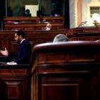El diputado de Vox por Barcelona, Ignacio Garriga presenta la moci&oacute;n de censura de su partido.