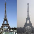 La torre Eiffel, en agosto de 2012 y en la actualidad