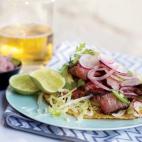 Get the Grilled T-Bone Tostadas with Spicy Radish Salad recipe