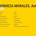 Ficha de Antonio Vladimir Vinueza Morales, de 48 años