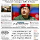 El diario chileno dedica la mayor parte de su portada en la edición de papel a la muerte de Chávez. En una de las piezas, destacan que, si Venezuela da un giro político, "Cuba podría ser la gran perdedora", por los acuerdos económicos que C...