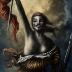Homenaje a La libertad guiando al pueblo, de Eugène Delacroix.