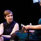 Lena Dunham speaks with moderator Emily Nussbaum at "In Coversation: Girl Power" for The New Yorker Festival at Acura at SIR Stage37 on Oct. 7, 2012, in New York City.