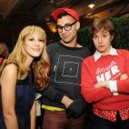 Designer Rachel Antonoff poses with her brother Jack Antonoff and Lena Dunham at the Rachel Antonoff Spring 2013 presentation at the Drive In Studios on Sept. 8, 2012, in New York City.