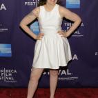 Lena Dunham arrives at the premiere of "Supporting Characters" on April 20, 2012, at the Tribeca Film Festival.