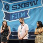 Lena Dunham, producer Judd Apatow and writer Jenni Konner speak onstage at a "Girls" Q&A on March 12, 2012, during the 2012 South By Southwest Music, Film + Interactive Festival in Austin, Texas.