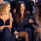 NEW YORK, NY - AUGUST 25: (L-R) Taylor Swift, Selena Gomez, and Chanel Iman attend the 2013 MTV Video Music Awards at the Barclays Center on August 25, 2013 in the Brooklyn borough of New York City. (Photo by Jemal Countess/FilmMagic)