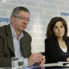 En la imagen, Gallardón y Soraya Sáenz de Santamaría durante una reunión del Comité Ejecutivo del PP en febrero de 2013.