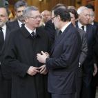 En la fotografía, Gallardón conversa con Rajoy tras el funeral por el expresidente del Gobierno Adolfo Suárez en marzo de 2014.