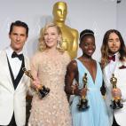 Los ganadores: Matthew McConaughey (actor protagonista), Cate Blanchett (actriz protagonista), Lupita Nyong'o (actriz de reparto) y Jared Leto (actor de reparto).