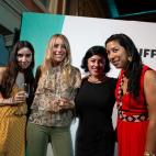 Cristina P&eacute;rez (segunda a la derecha), directora de Producto de Branded Content de Prisa, junto a su equipo: Marina Barroso, Paula Mena, y Cecilia Malpica.