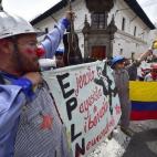 Trabajadores ecuatorianos protestan en Quito