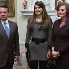 Junto a su marido durante la visita que realizaron al Primer ministro británico Tony Blair y su mujer Cherie el 6 de noviembre en Londres.