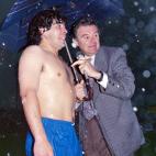 Maradona, el 3 de mayo de 1987, entrevistado despu&eacute;s de un partido con el N&aacute;poles.