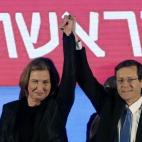 Tzipi Livni e Isaac Herzog, aliados en Unión Sionista, cuando aún las encuestas auguraban un empate técnico con el Likud. Luego llegó la derrota y ninguno de los dos líderes ha vuelto a comparecer.