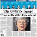 .El mucho m&aacute;s moderado The Daily Telegraph se decanta por una cita de la primera ministra, Theresa May.