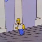En la escena, a modo de broma, un ovni impacta contra la c&uacute;pula de la Casa Blanca, tras lo que Homer Simpson baja a toda velocidad para reunirse con el presidente.