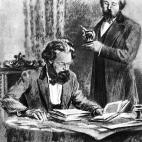 Karl Marx y Friedrich Engels, trabajando en sus textos.&nbsp;