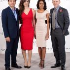 (L-R) Spanish actor Javier Bardem, French actress Berenice Marlohe, British actress Naomie Harris and British actor Daniel Craig pose at a photocall to announce the start of production of the 23rd film in the James Bond series; 'Skyfall', in cen...