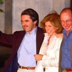 José María Aznar, Ana Botella y Rato, tras las elecciones locales del 25 de mayo de 2003.