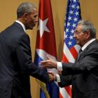Con el presidente norteamericano Barack Obama, tras la conferencia de prensa que el dem&oacute;crata dio en su visita oficial a Cuba de marzo de 2016.