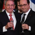 Con el entonces presidente de Francia, Francois Hollande, de cena oficial en el El&iacute;seo.