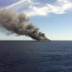Incendio de un ferry de la compañía Acciona Trasmediterránea que había zarpado poco antes del mediodía desde el puerto de Palma con destino a Valencia. 