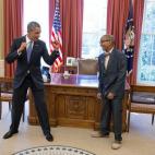 Obama spars with Jaren Paul Suber, a 14-year-old Make-A-Wish recipient from Rowlett, Texas, in the Oval Office on March 20, 2014.