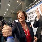 Rita Barberá, candidata del PP al Ayuntamiento de Valencia, y Alberto Fabra, candidato a la Comunidad Valenciana, en el acto de inicio de campaña de su partido en Valencia. 