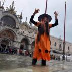 El agua alta ha sido la protagonista del día 1 de noviembre en Venecia