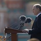 El líder ruso, Vladimir Putin, en su discurso tras el desfile.