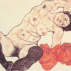 Desnudo con toalla amarilla, Egon Schiele, 1917
