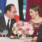 En una cena de Estado en Francia, con el presidente, François Hollande,