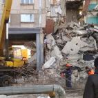 MAGNITOGORSK, RUSSIA - DECEMBER 31, 2018: The site of an apartment building collapse. A suspected domestic gas blast caused a partial collapse of a residential building at 164 Karla Marksa Prospekt Street killing three people. Chelyabinsk Region...
