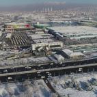 ANKARA, TURKEY - DECEMBER 13 : A drone photo shows aerial view of the crash site where a high-speed train crashed into a pilot engine traveling along the same rails in Turkish capital Ankara on December 13, 2018. After the crash an overpass also...