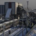 ANKARA, TURKEY - DECEMBER 13 : Crash site is seen after high-speed train crashed in Turkish capital Ankara on December 13, 2018. At least four people were killed and 43 injured when a high-speed train crashed into a pilot engine traveling along ...