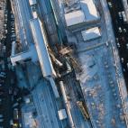 ANKARA, TURKEY - DECEMBER 13 : A drone photo shows an aerial view of crash site after high-speed train crashed in Turkish capital Ankara on December 13, 2018. At least four people were killed and 43 injured when a high-speed train crashed into a...